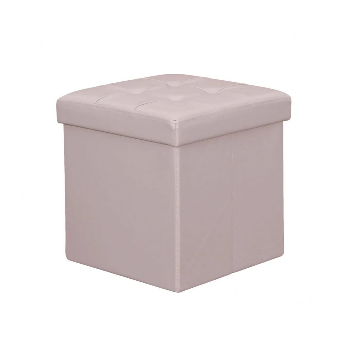 Pouf Contenitore quadrato in Ecopelle Rosa Pallido 38 x 38 x 38 cm