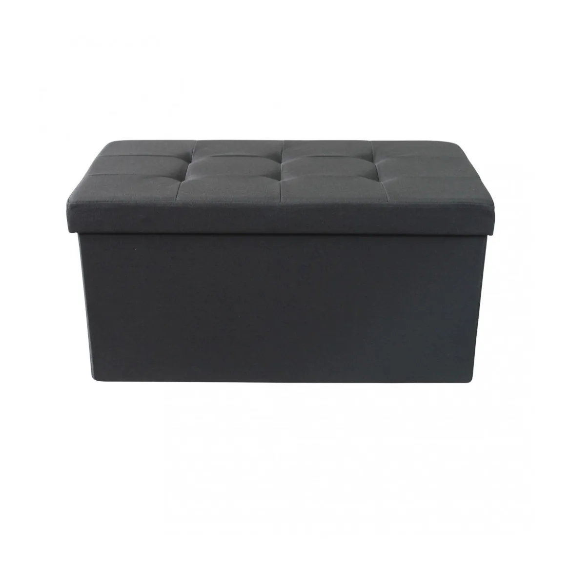 Pouf Contenitore Rettangolare in Stoffa Nero76x38 cm