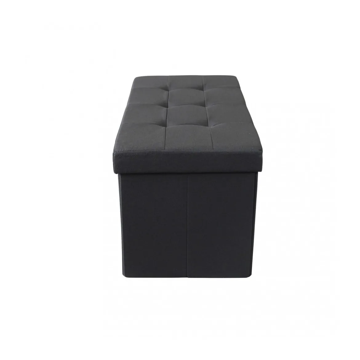 Pouf Contenitore Rettangolare in Stoffa Nero76x38 cm