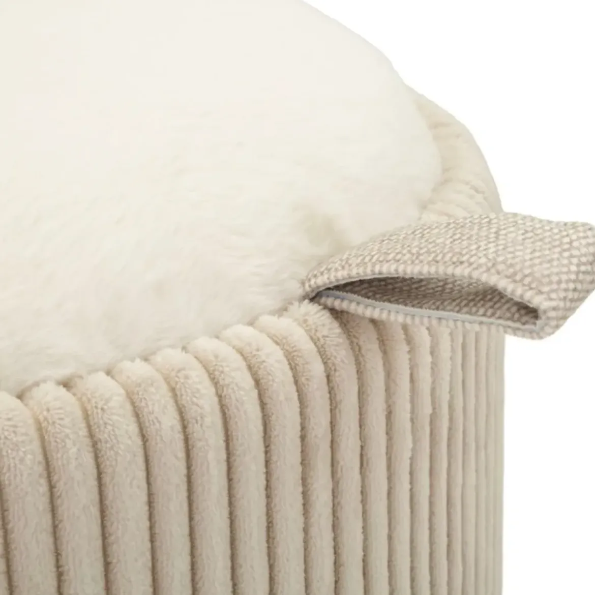 Pouf da Toeletta Contenitore Bianco Imbottito per Camera Soggiorno