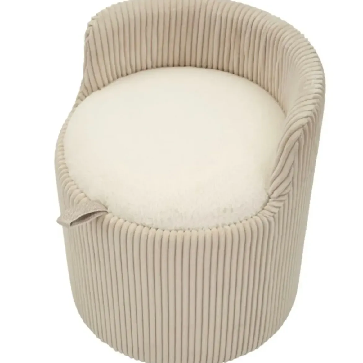 Pouf da Toeletta Contenitore Bianco Imbottito per Camera Soggiorno
