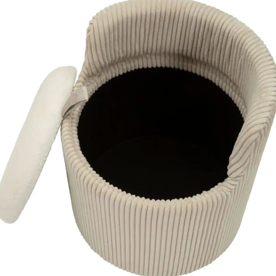 Pouf da Toeletta Contenitore Bianco Imbottito per Camera Soggiorno