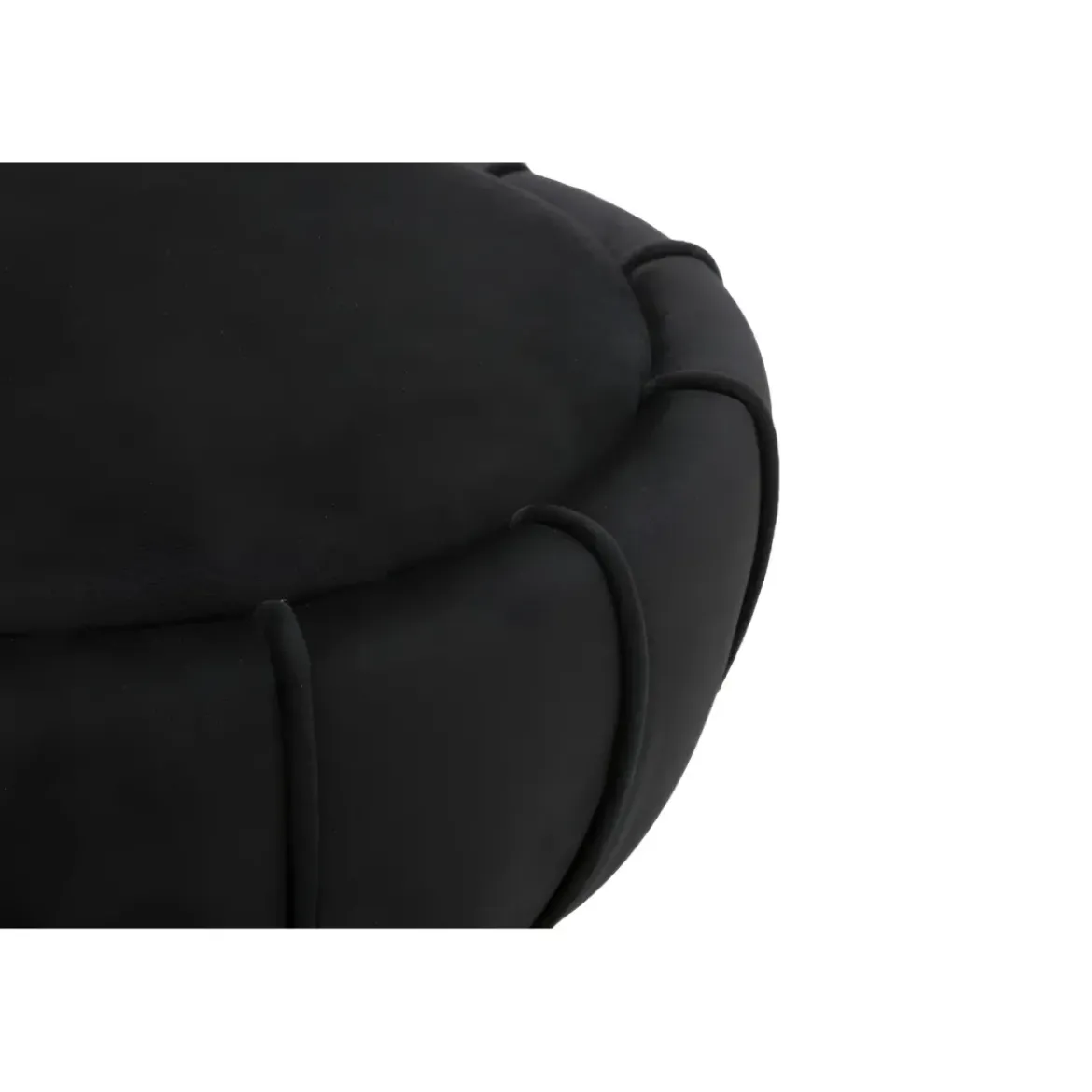 Pouf Imbottito in Velluto Nero Oro da Soggiorno Camera da Letto