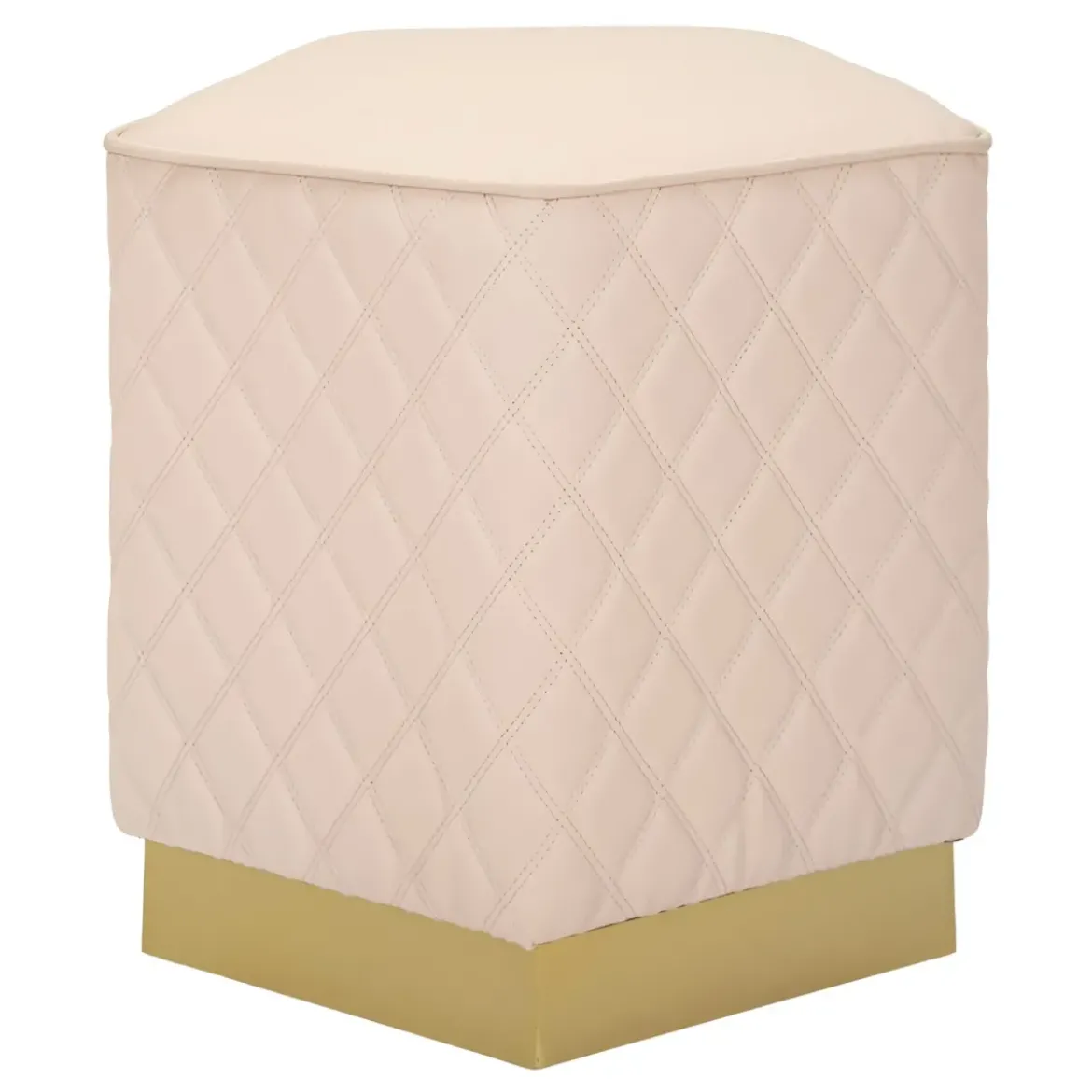Pouf Imbottito Similpelle Trapuntata Rosa Oro Salotto Camera da Letto