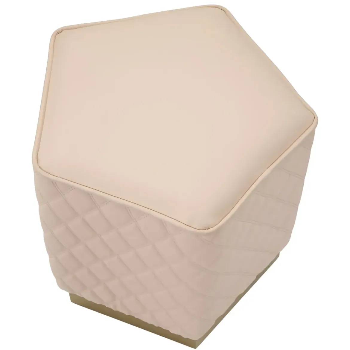 Pouf Imbottito Similpelle Trapuntata Rosa Oro Salotto Camera da Letto