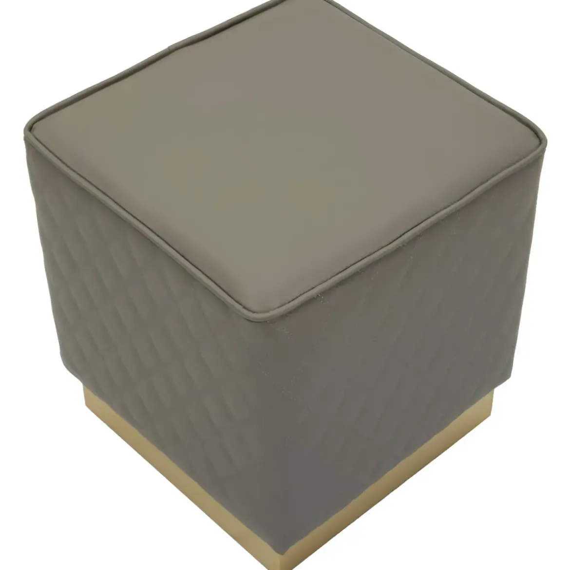 Pouf Imbottito Similpelle Trapuntata Grigio Oro Salotto Camera da Letto