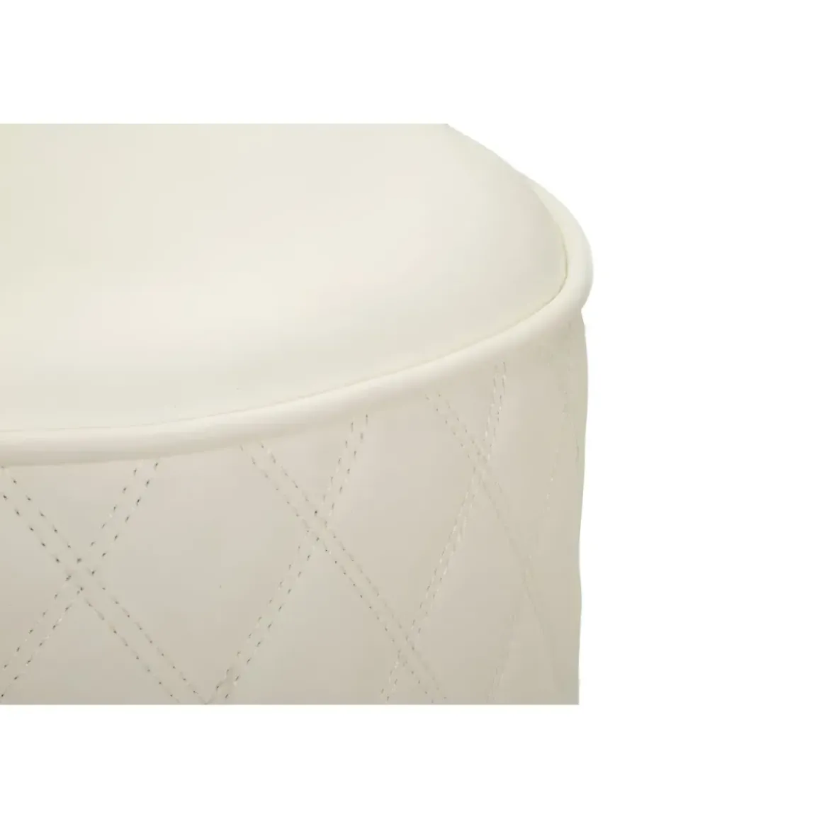 Pouf Imbottito Similpelle Trapuntata Bianco Oro Salotto Camera da Letto