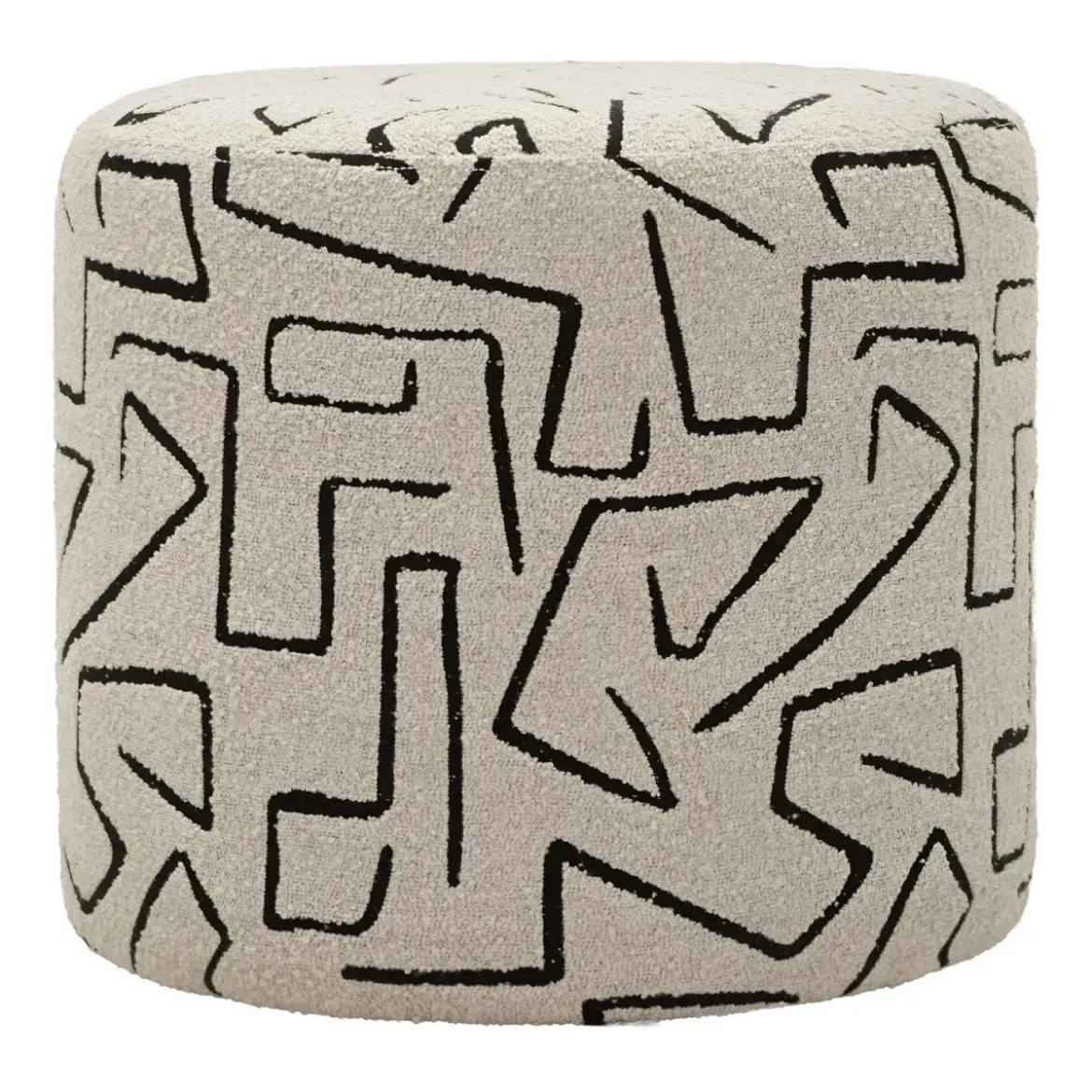 Pouf in Spugna Beige Nero Design Astratto da Soggiorno Camera da Letto