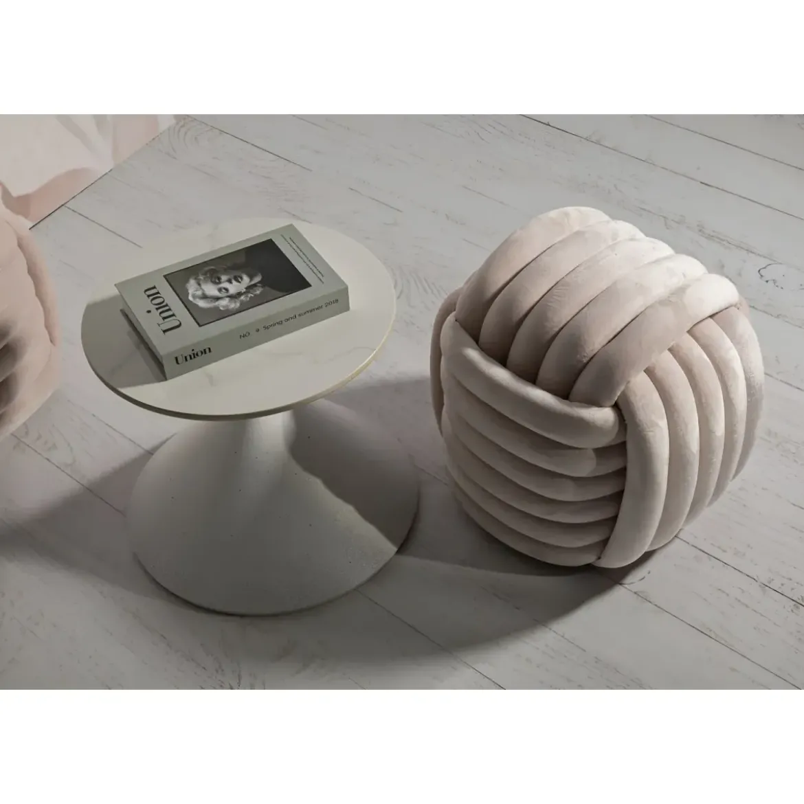 Pouf in Velluto Rosa Quadrato Elegante per Salotto Camera da Letto