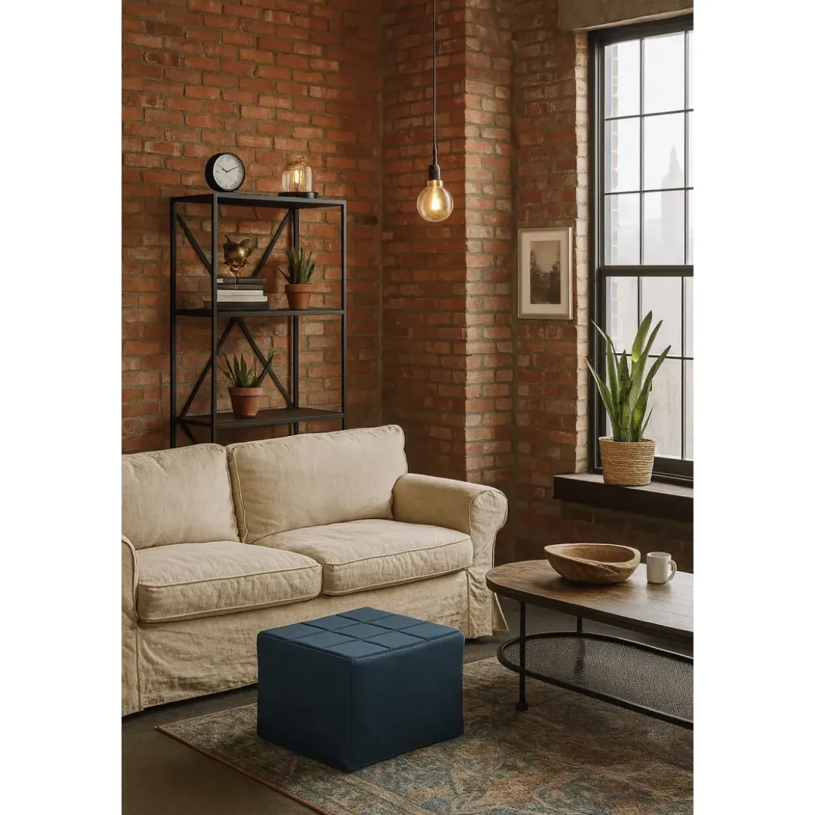 Pouf Letto Singolo Pieghevole Richiudibile Blu 70x70 cm Salvaspazio