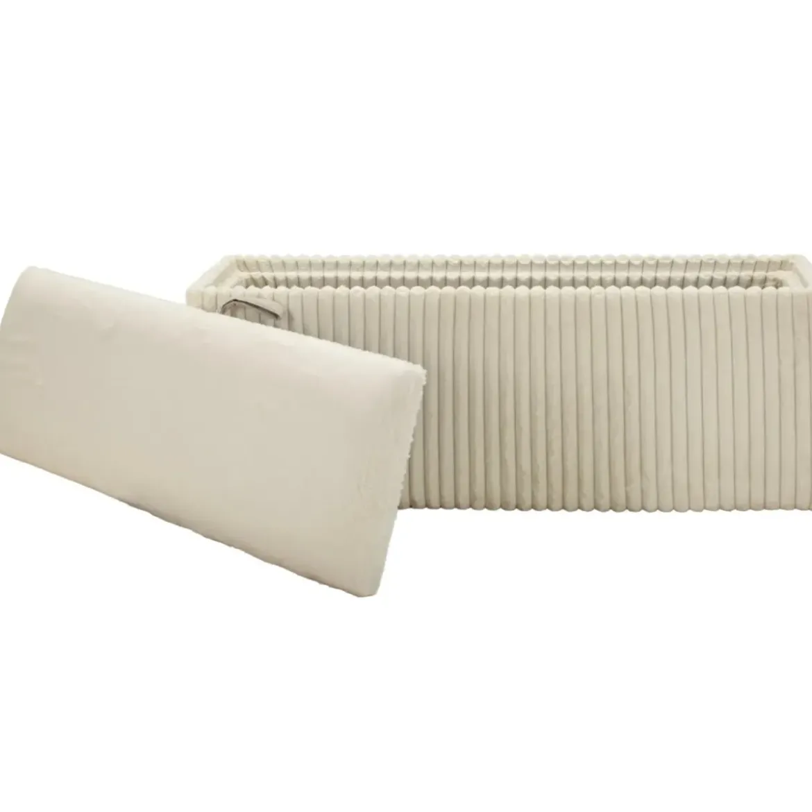 Pouf Panca Contenitore Bianco Imbottito Mdf Poliestere Camera da Letto
