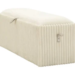 Pouf Panca Contenitore Bianco Imbottito Mdf Poliestere Camera da Letto