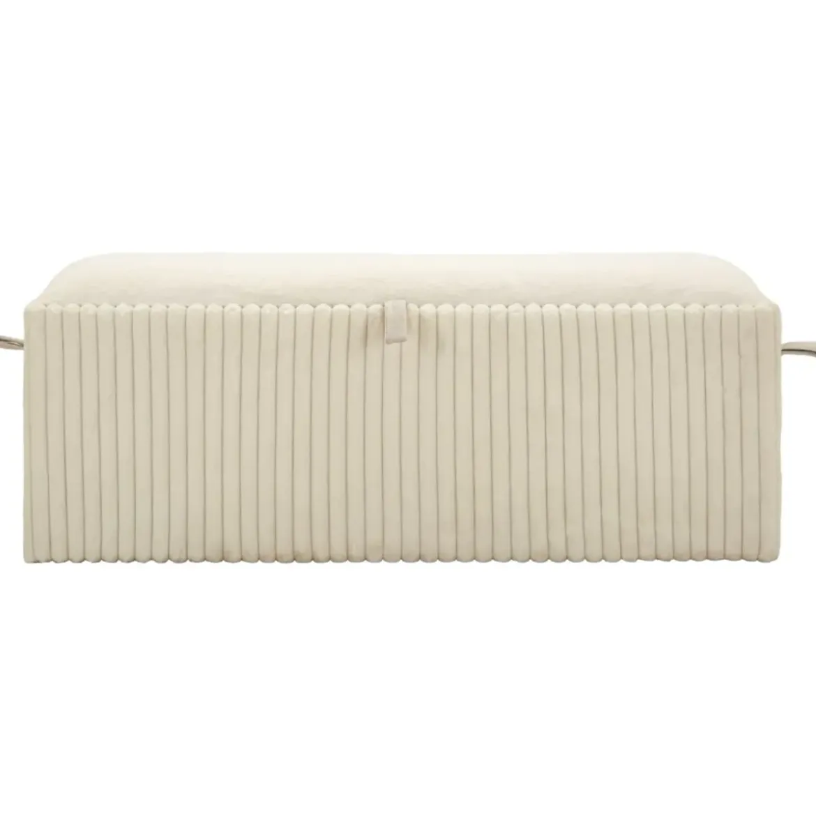 Pouf Panca Contenitore Bianco Imbottito Mdf Poliestere Camera da Letto