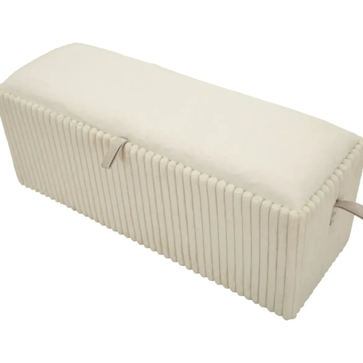 Pouf Panca Contenitore Bianco Imbottito Mdf Poliestere Camera da Letto