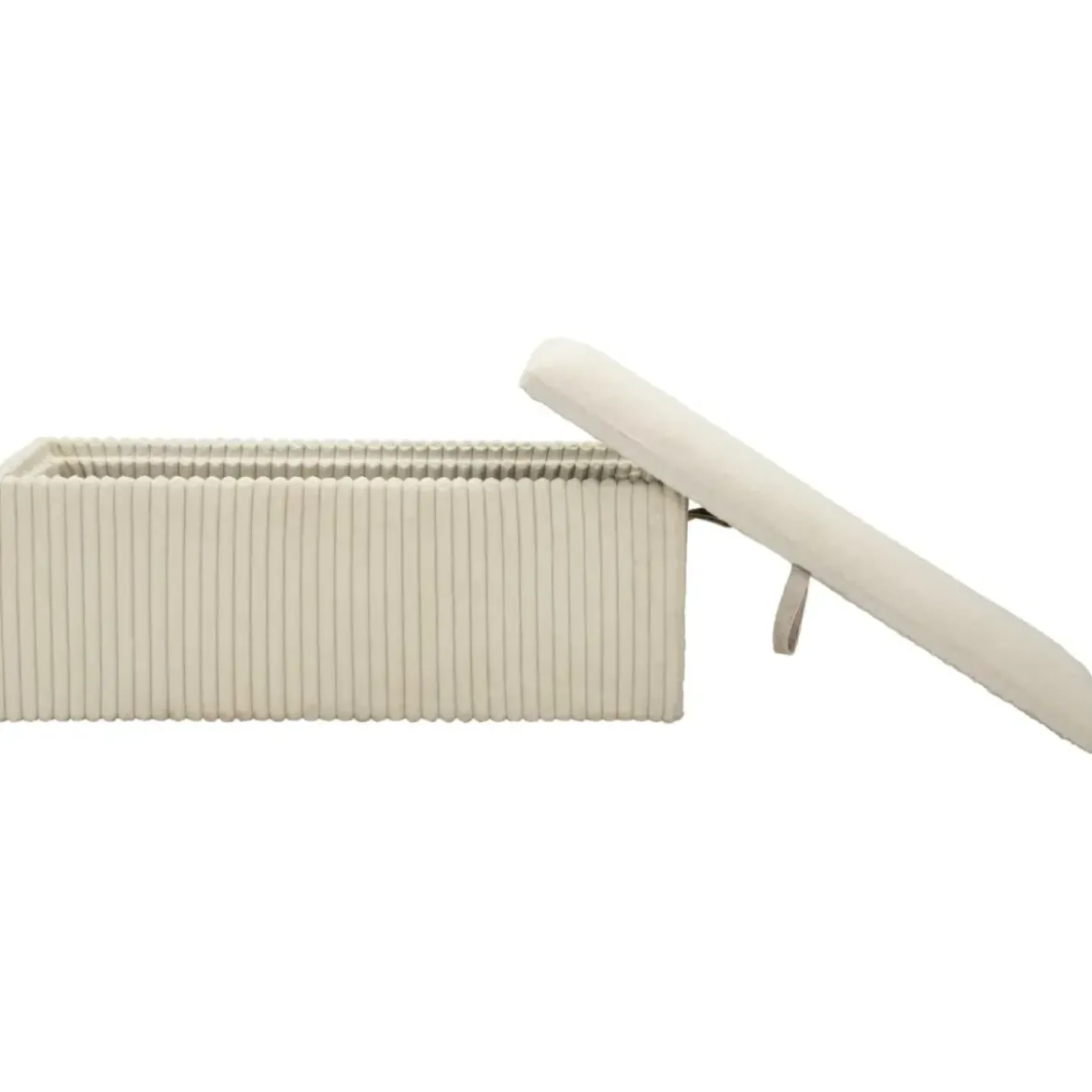 Pouf Panca Contenitore Bianco Imbottito Mdf Poliestere Camera da Letto