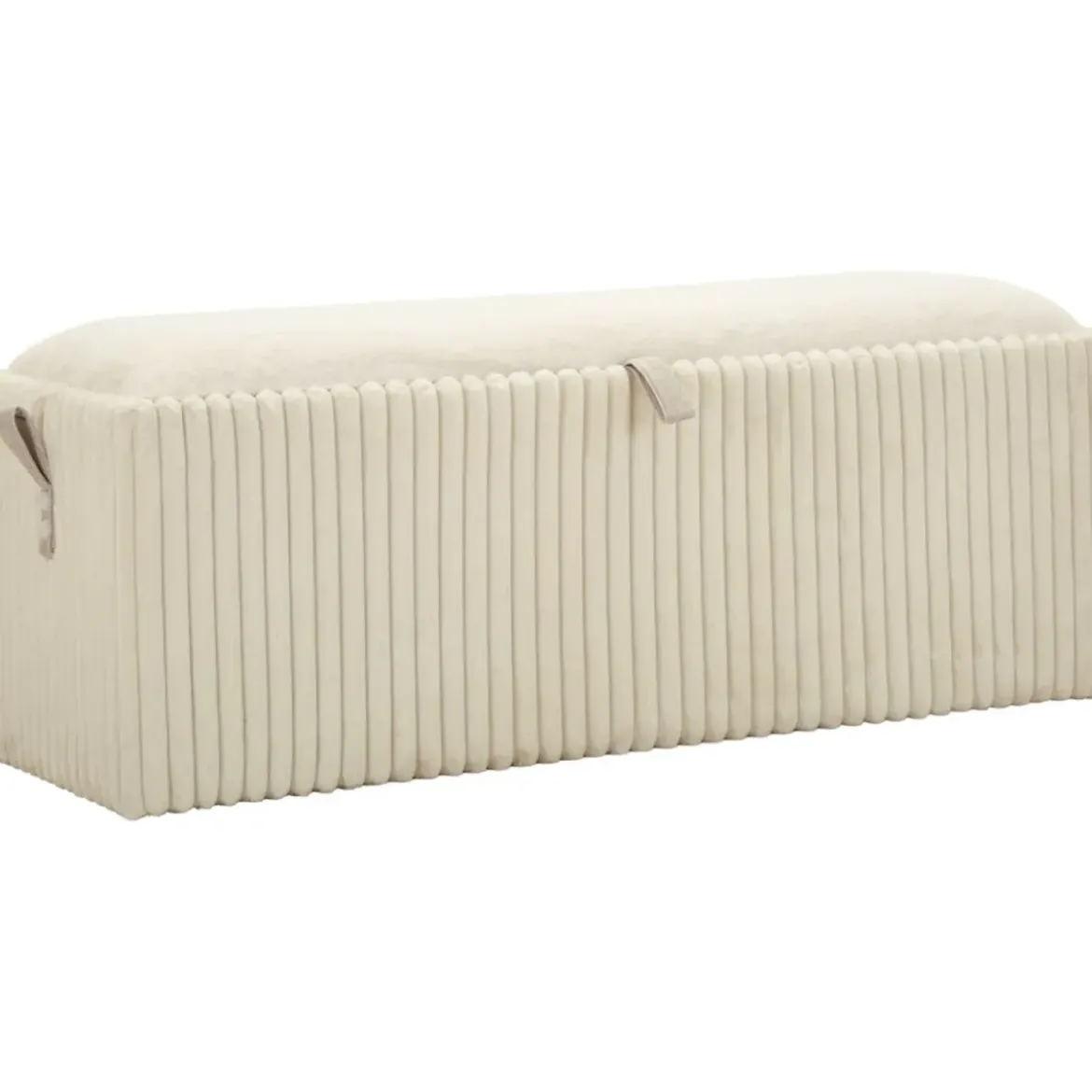 Pouf Panca Contenitore Bianco Imbottito Mdf Poliestere Camera da Letto