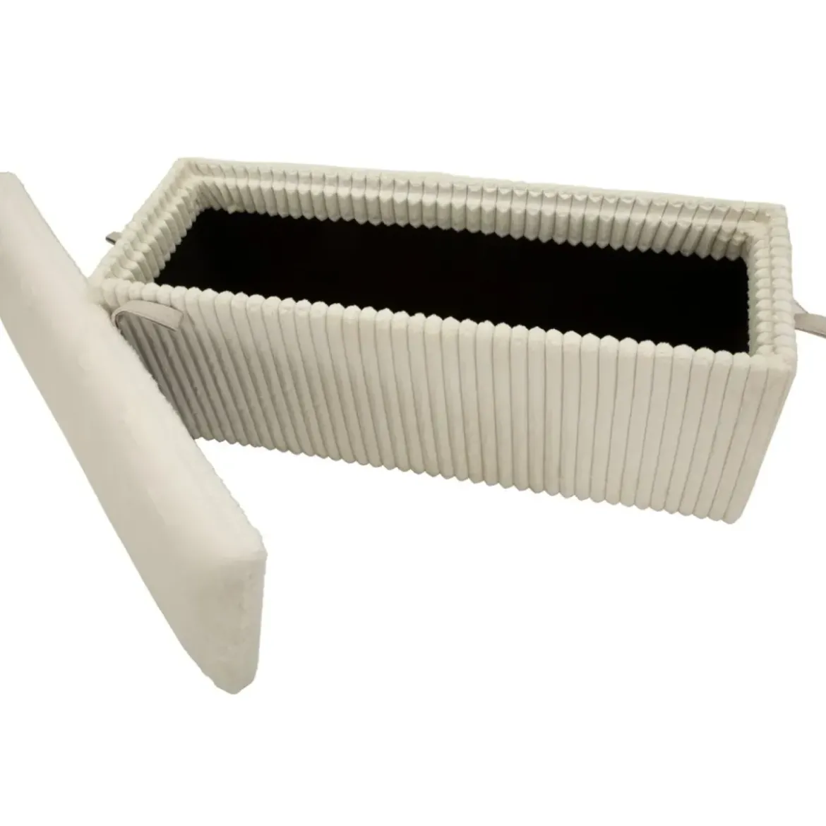 Pouf Panca Contenitore Bianco Imbottito Mdf Poliestere Camera da Letto
