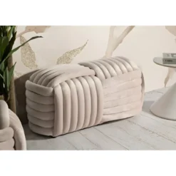 Pouf Panca Velluto Rosa Rettangolare Elegante Salotto Camera da Letto