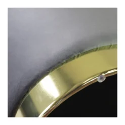Pouf Poggiapiedi Rotondo da Salotto in Velluto Grigio base oro