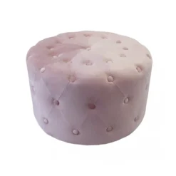 Pouf Poggiapiedi Rotondo in Velluto Rosa 67 x 41 cm