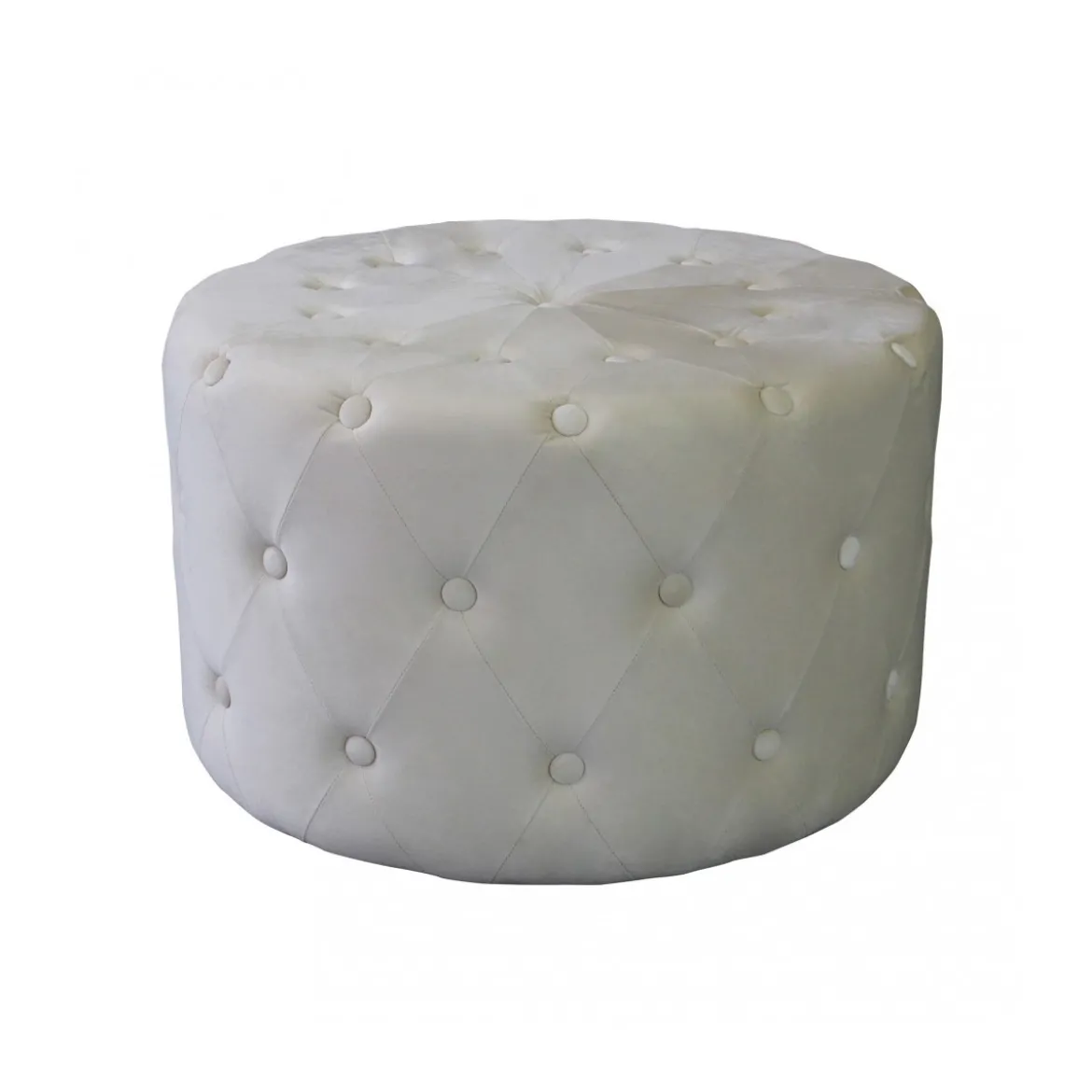 Pouf Poggiapiedi Rotondo in Velluto Beige 67 x 41 cm