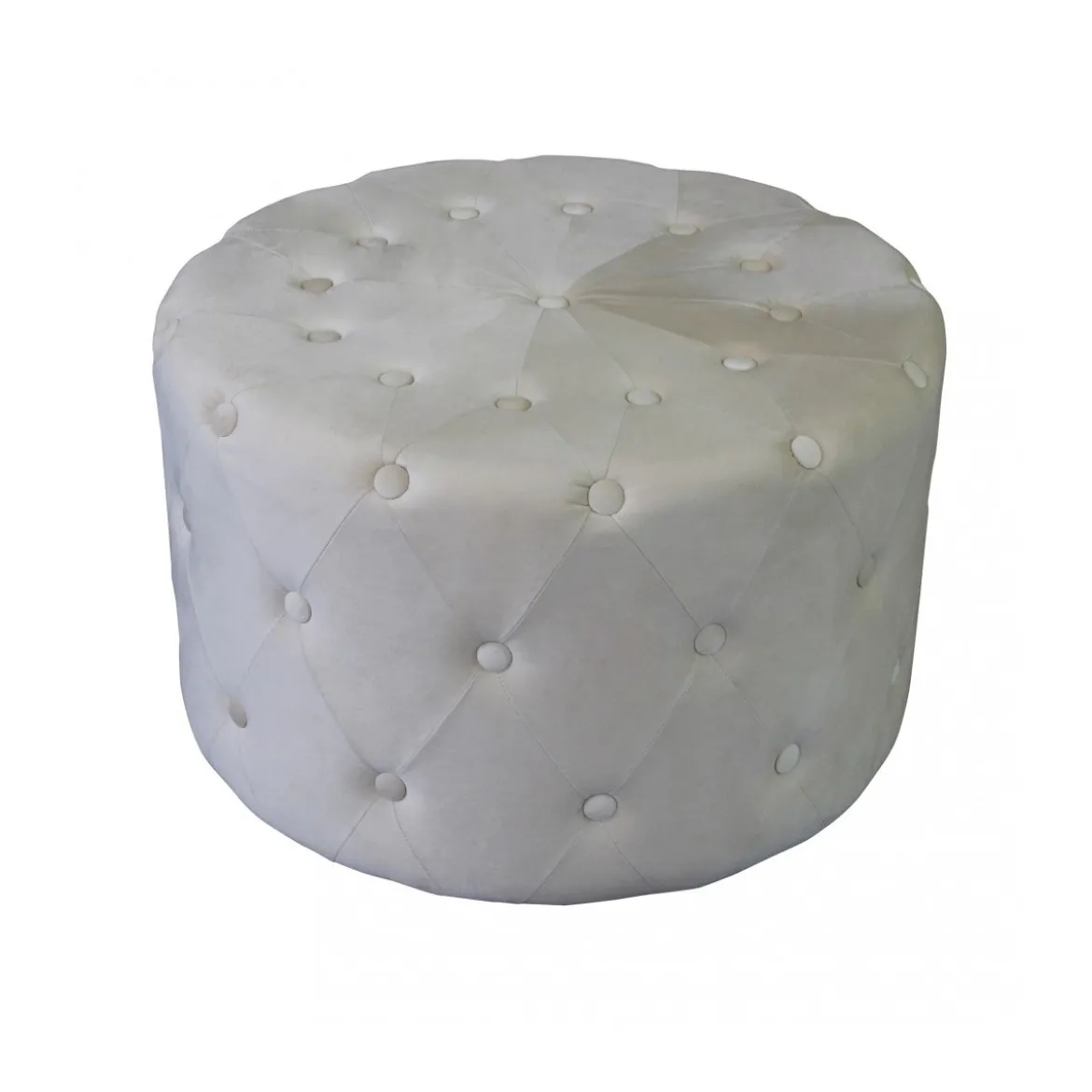 Pouf Poggiapiedi Rotondo in Velluto Beige 67 x 41 cm