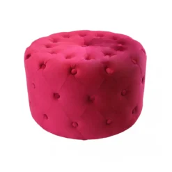 Pouf Poggiapiedi Rotondo in Velluto Rosso 67 x 41 cm