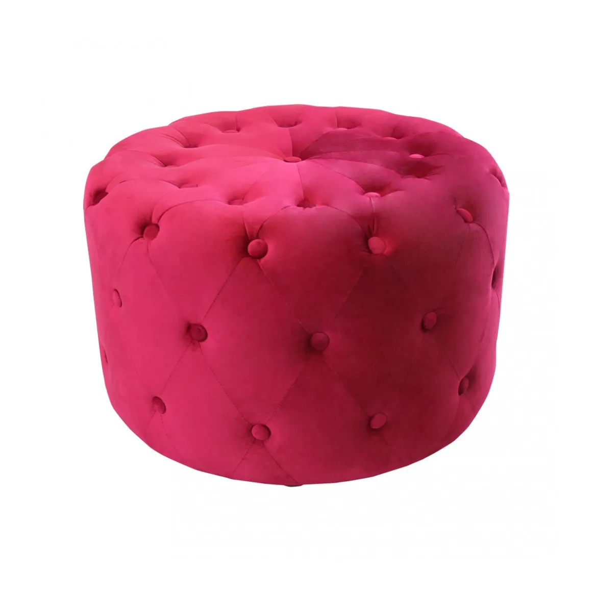 Pouf Poggiapiedi Rotondo in Velluto Rosso 67 x 41 cm