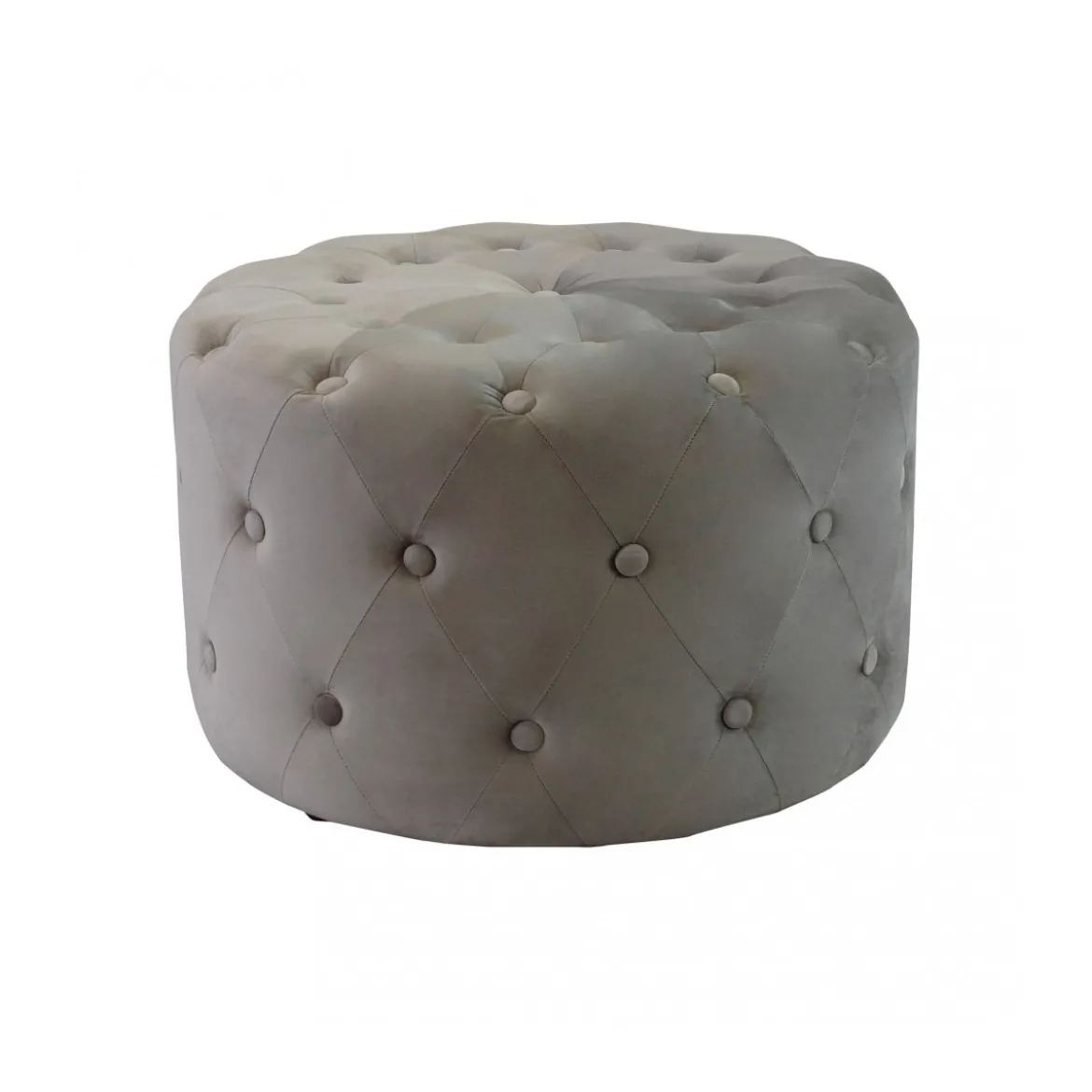 Pouf Poggiapiedi Rotondo in Velluto Tortora 67 x 41 cm