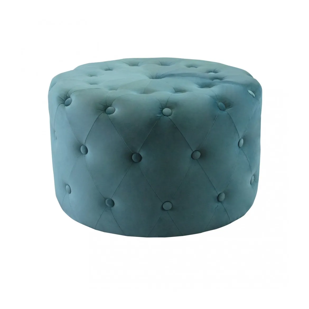 Pouf Poggiapiedi Rotondo in Velluto Verde 67 x 41 cm