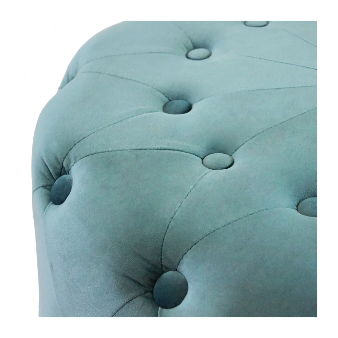 Pouf Poggiapiedi Rotondo in Velluto Verde 67 x 41 cm