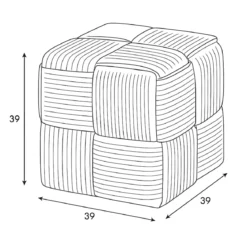 Pouf Quadrato 39x39x39 cm in Tessuto Effetto Intrecciato Tortora