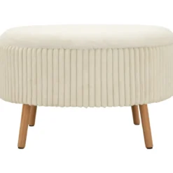 Pouf Rotondo Bianco 83x83 cm Imbottito Morbido per Soggiorno Relax