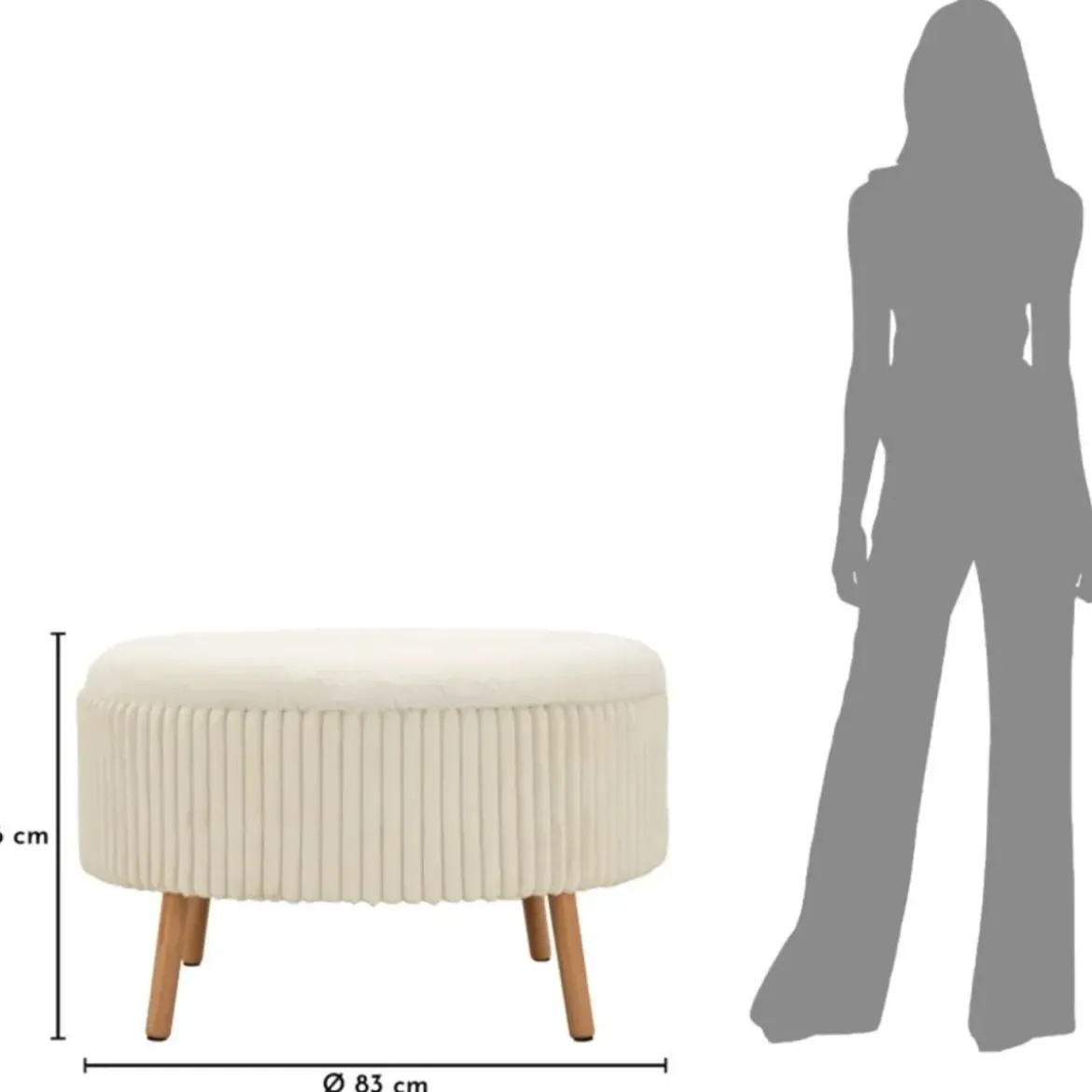 Pouf Rotondo Bianco 83x83 cm Imbottito Morbido per Soggiorno Relax