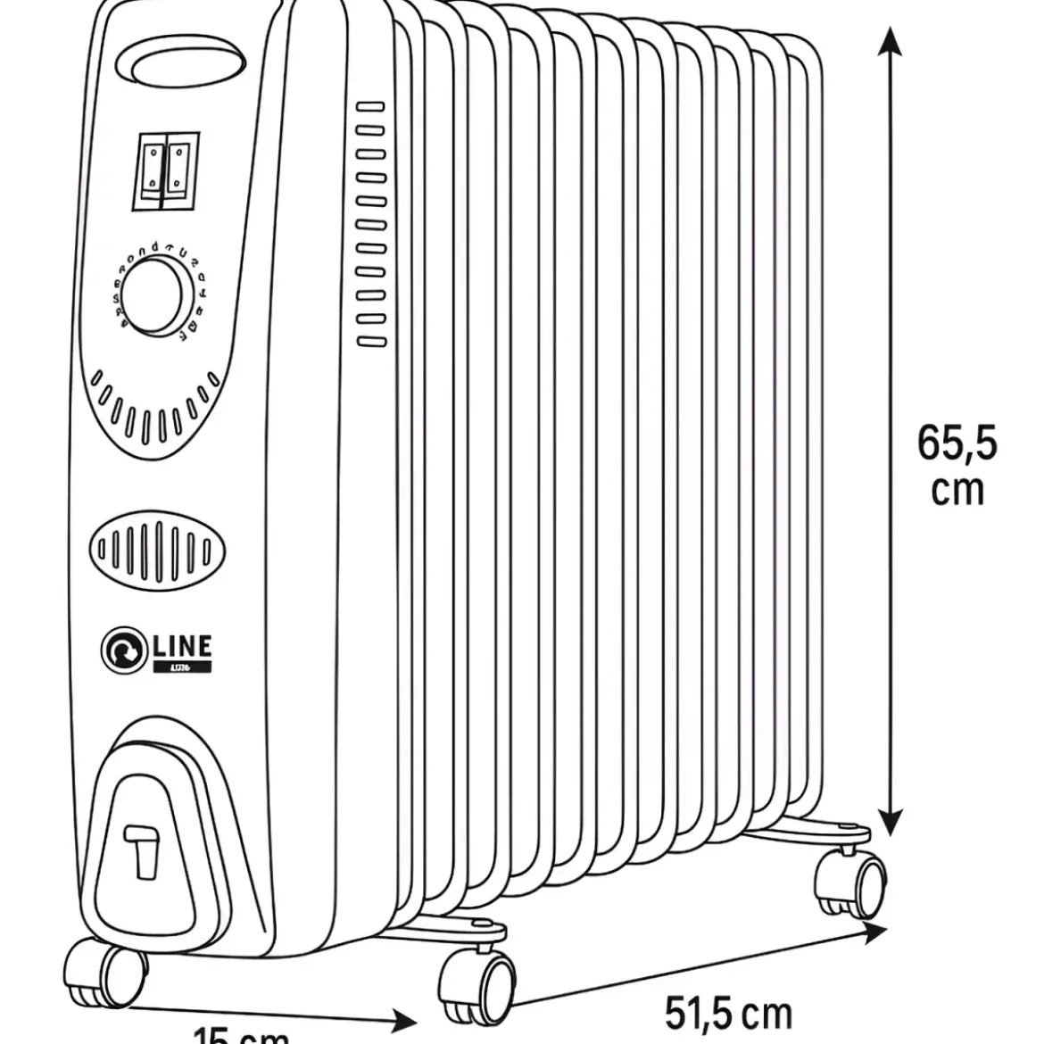 Radiatore Elettrico ad Olio 11 Elementi 2500W Regolabile Termostato