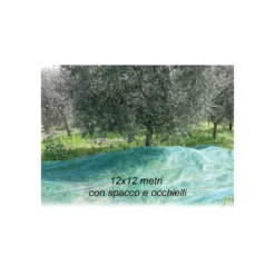 Rete per Raccolta Olive 12x12 mt con Spacco Occhielli Telo Antispina Polietilene