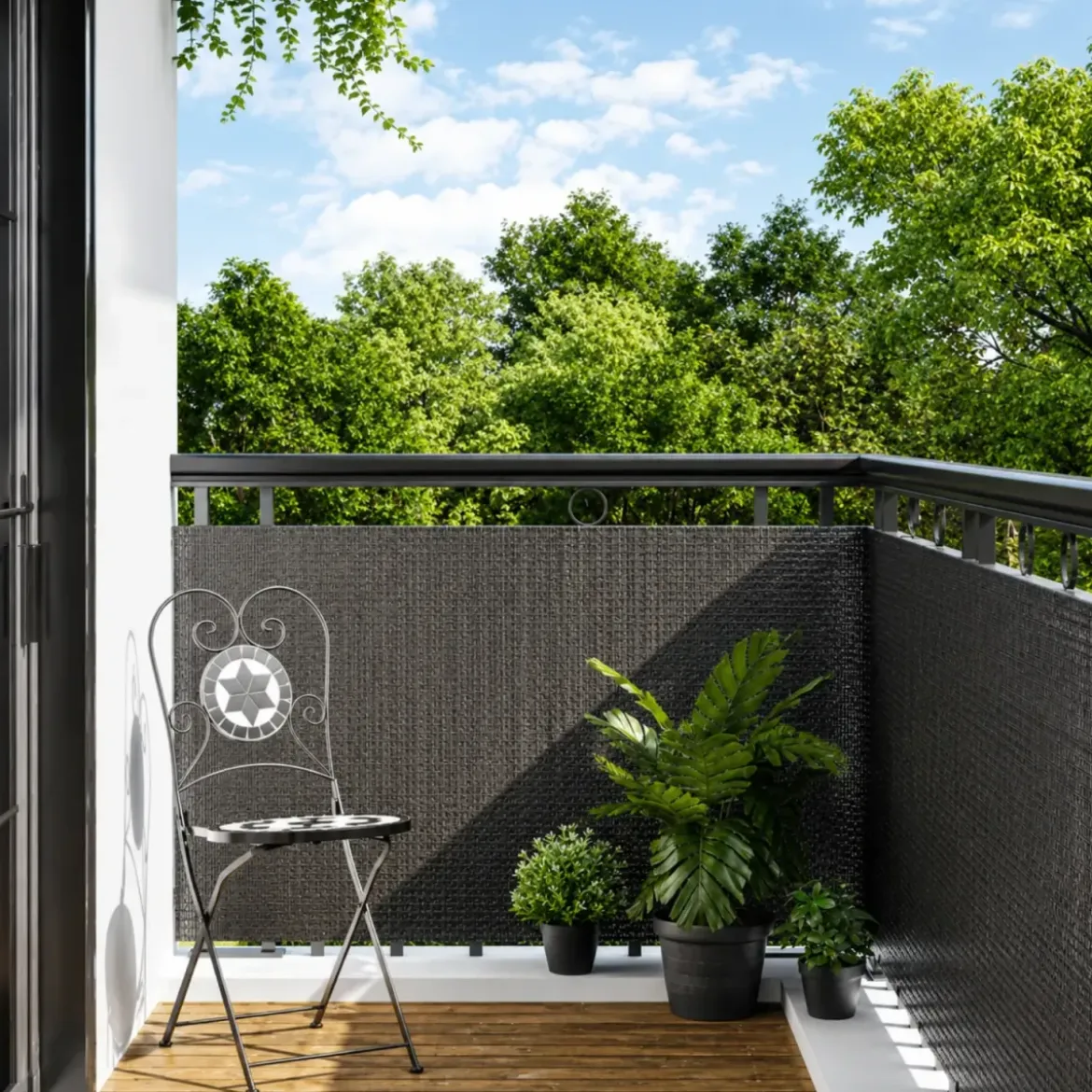 Rotolo Frangivista Rattan Artificiale Antracite 1x3m Copertura Privacy