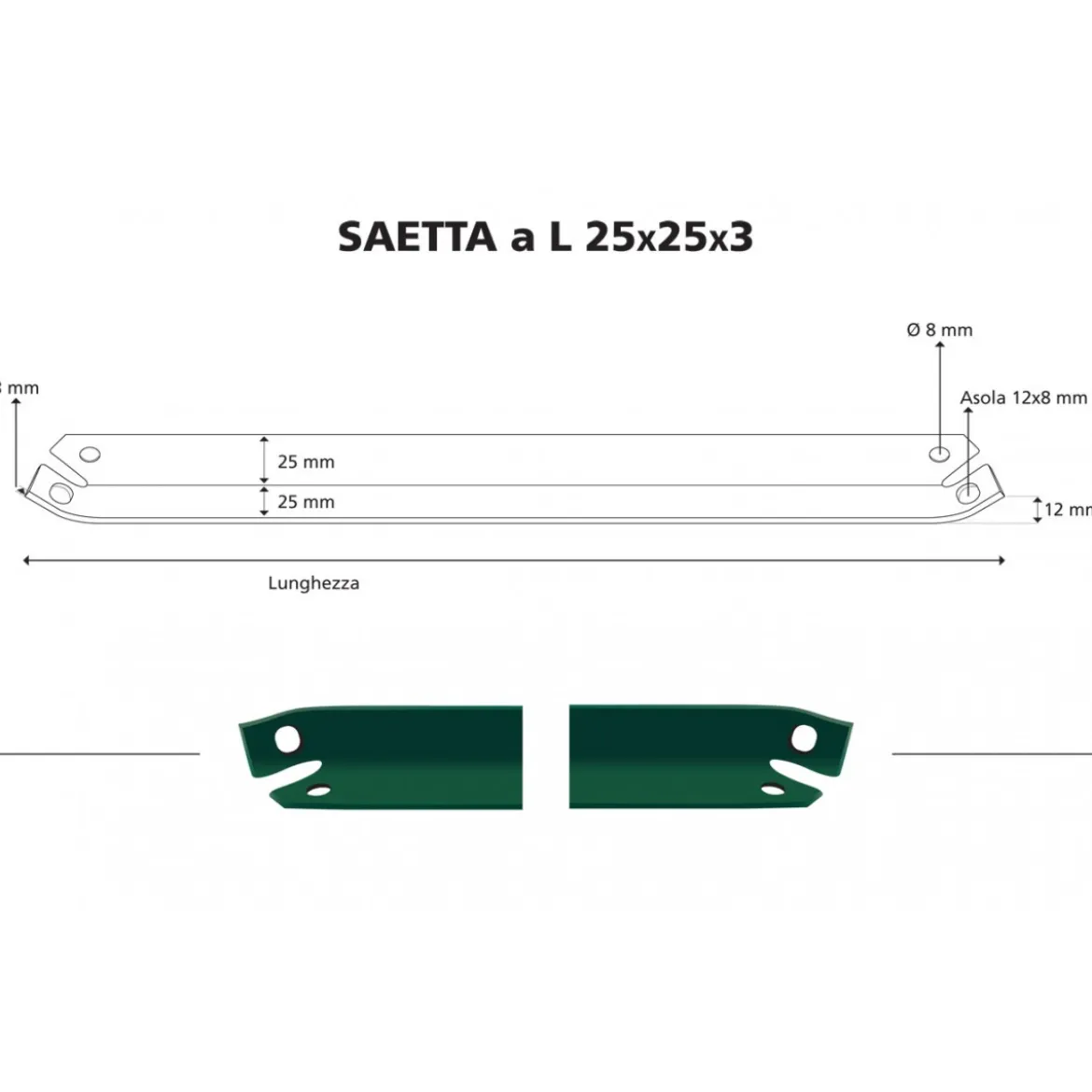 10 Saette a L 150 cm in Acciaio per Paletti da Recinzione Pali Alti 175
