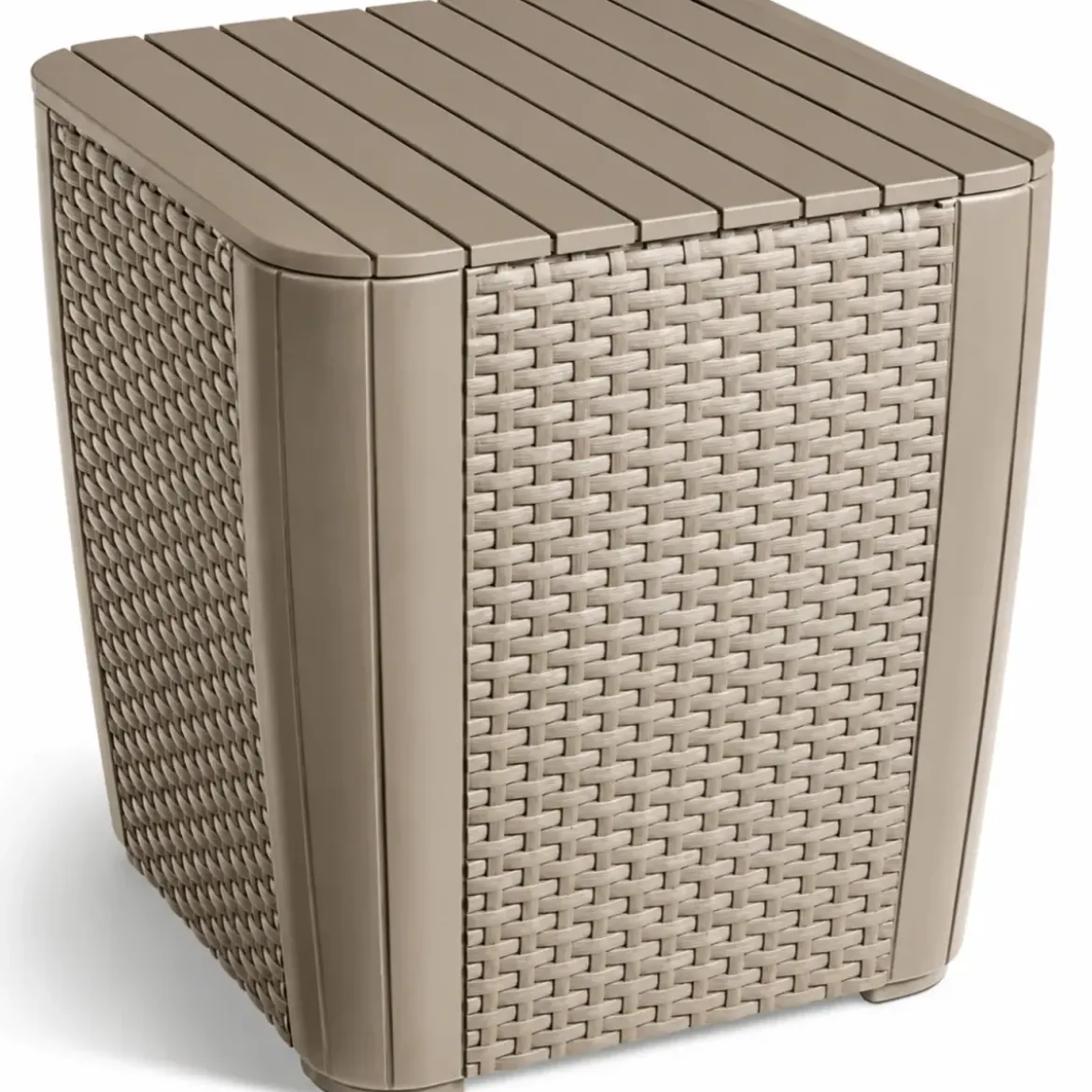 Salottino da Giardino 2 Posti Sabbia con Tavolino Contenitore Rattan