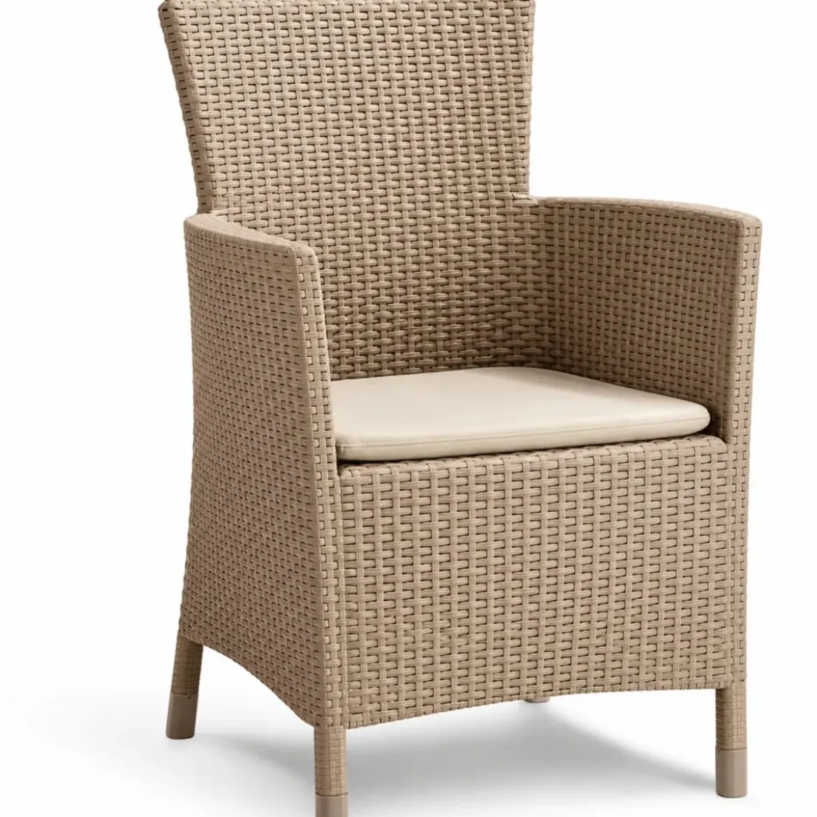 Salottino da Giardino 2 Posti Sabbia con Tavolino Contenitore Rattan