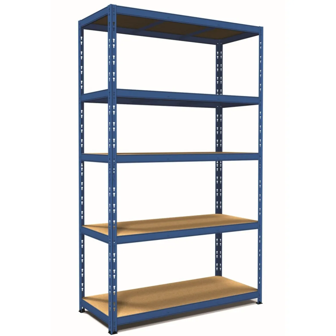 Scaffale ad Incastro in Metallo con 5 Ripiani 200 cm Scaffalatura Blu