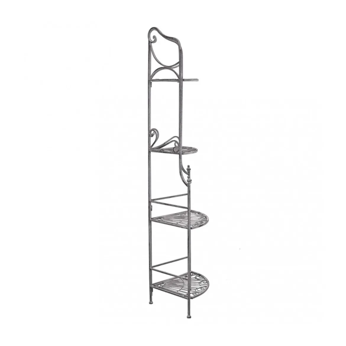 Scaffale Angolare in Metallo Antico 4 Ripiani Verniciato Bianco Portapiante