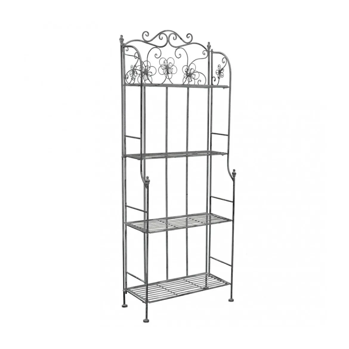Scaffale in Metallo Antico 4 Ripiani Verniciato Bianco 60x31x158 cm