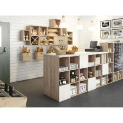 Scaffale Libreria Cubo 3 Piani Componibile in Legno Pino 36x33x107 cm
