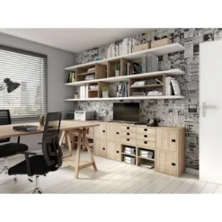 Scaffale Libreria Cubo 3 Piani Componibile in Legno Pino 36x33x107 cm