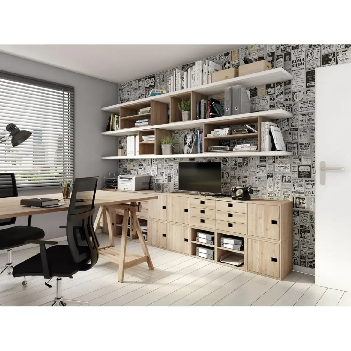 Scaffale Libreria Cubo 3 Piani Componibile in Legno Pino 36x33x107 cm