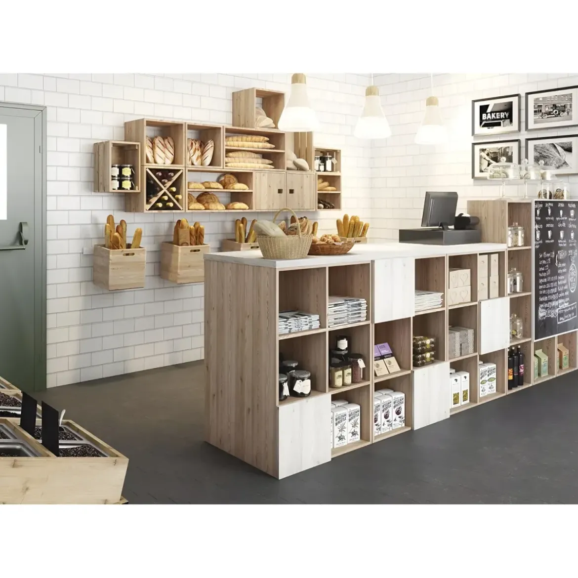 Scaffale Libreria Cubo 36x33x36 cm Componibile Legno Pino Portaoggetti
