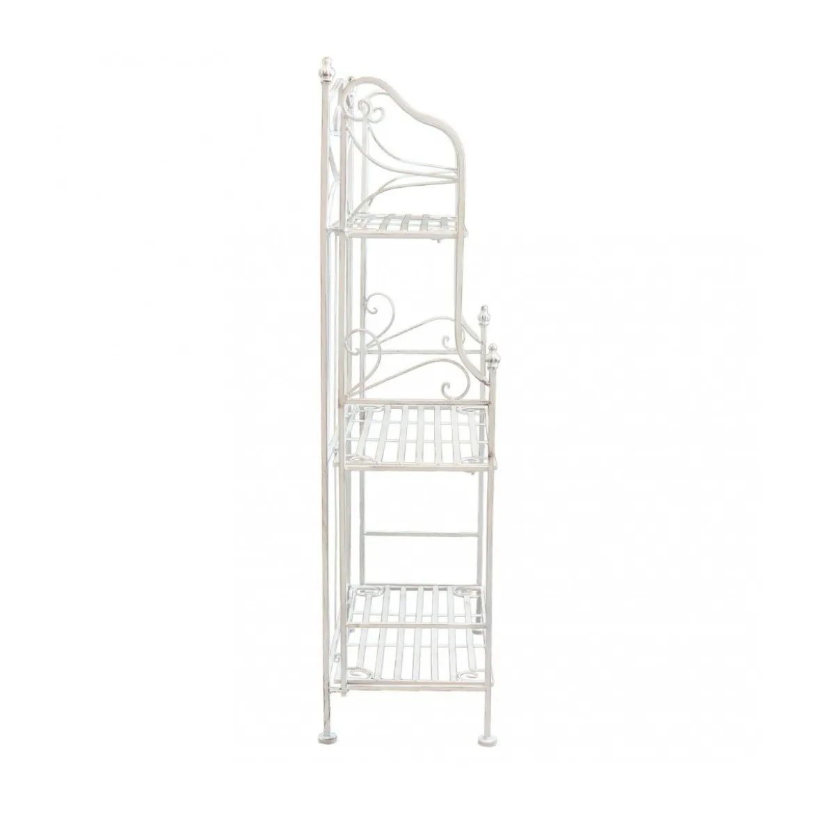Scaffale per Piante con 3 Ripiani Bianco in Metallo Antico