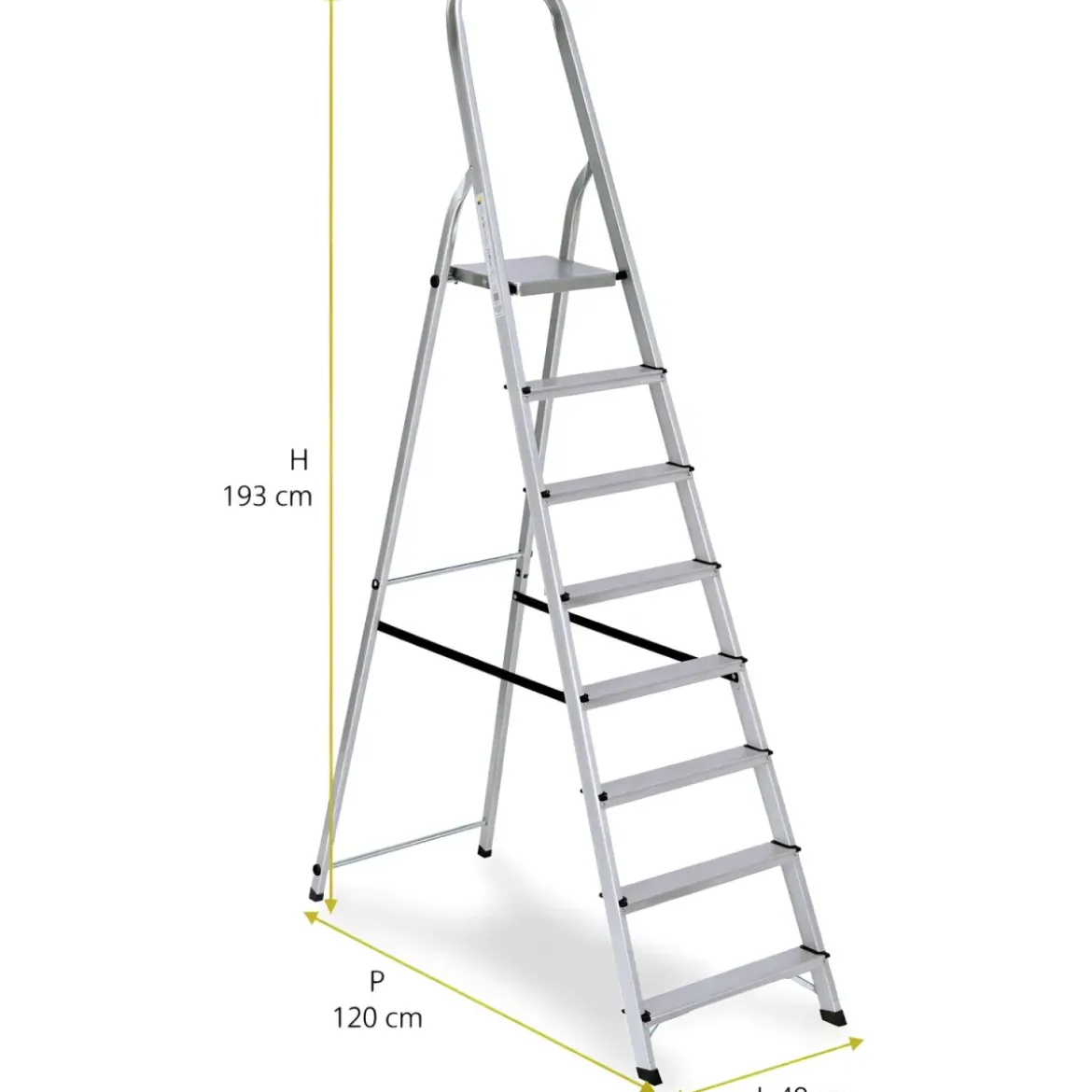 Scala 7 Gradini in Alluminio Domestica Soppalco Scalini Max 150kg Soffitta Casa