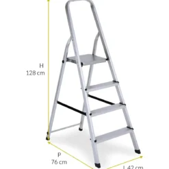 Scala in Alluminio 4 Gradini Robusta Scalini Max 150kg Sgabello Lavori Scaletta